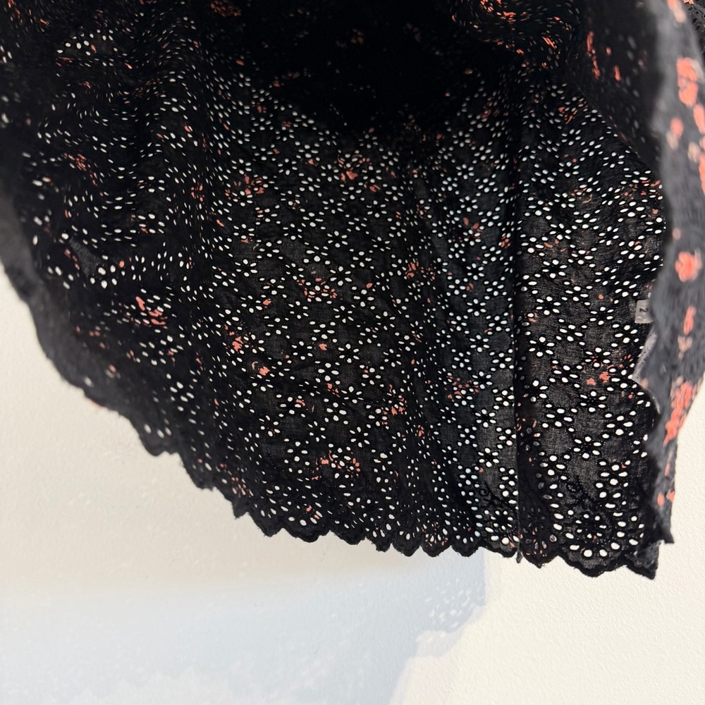 Ulla Johnson Choux Top Black floral ruffle eyelet blouse short sleeve - Picture 6 of 11